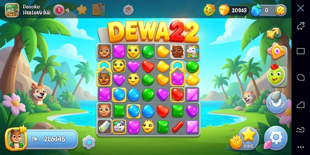 Screenshot DEWA22 menampilkan gameplay seru dengan elemen-elemen colorful.