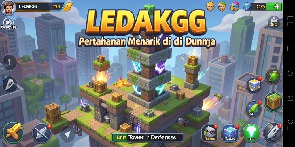 Tampilan gameplay menarik dalam Tower Defense LEDAKGG.
