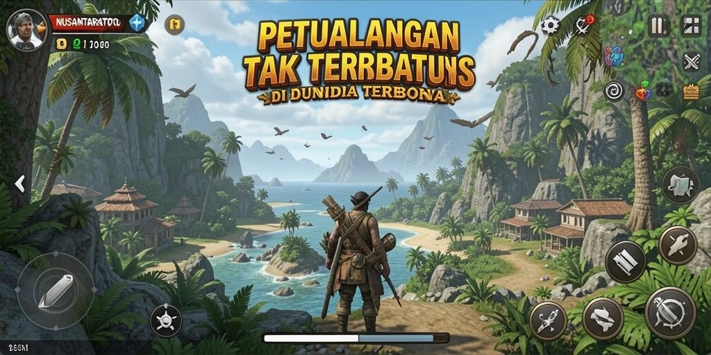 Gameplay NUSANTARATOTO menampilkan dunia terbuka yang kaya akan budaya.