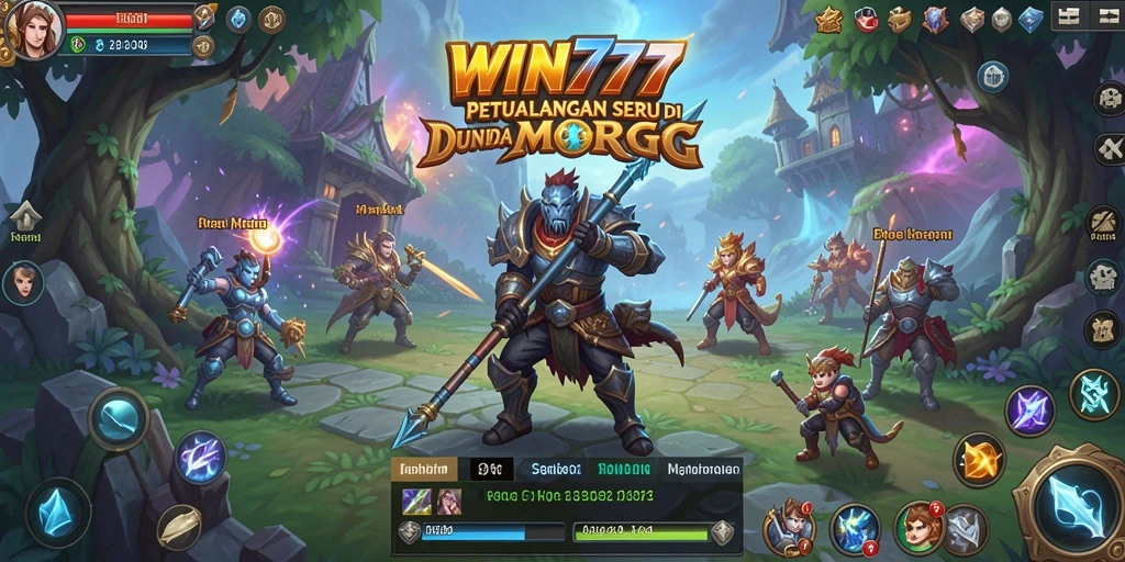 Screenshot gameplay WIN777 menampilkan dunia MMORPG yang penuh warna dan petualangan.